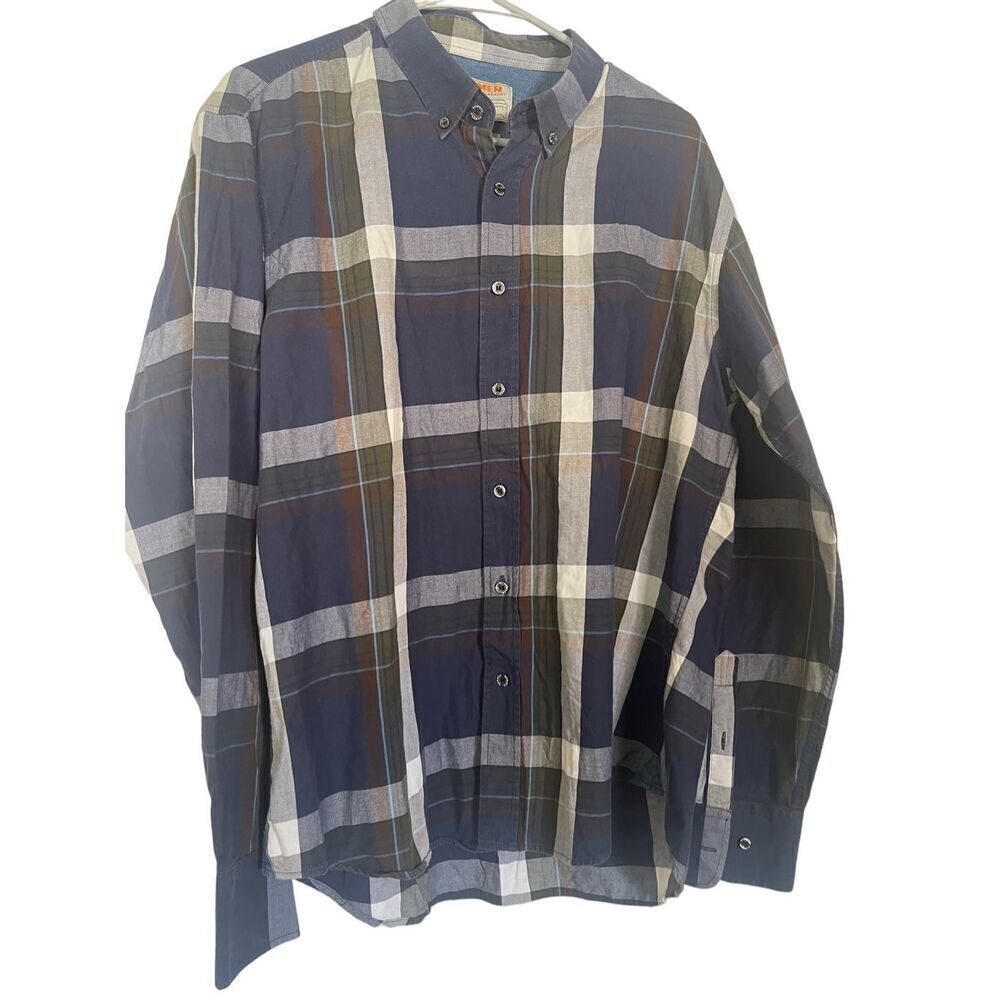 Hummer Men's Button-Down Plaid Multicolor Long Sleeve Dress Shirt Size XL